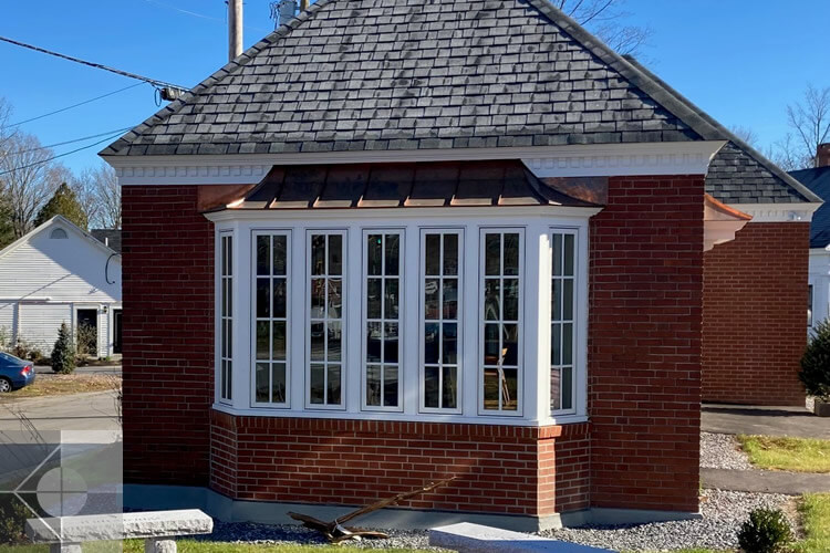 Bay window in the Town of Damariscotta Information Center.