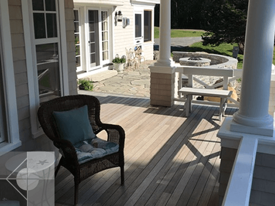 Outdoor porch and seating area.