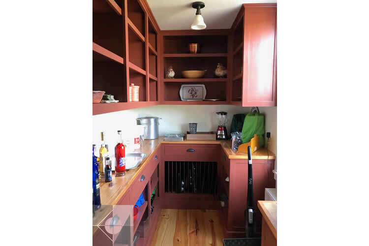 Pantry renovation of a Newcastle, Maine house by Phelps Architects.