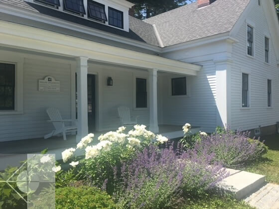 Landscape design for the entranceway of an in-town professional building in Damariscotta, Maine.