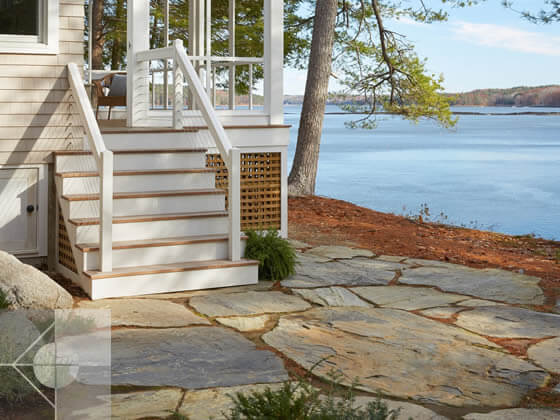 Residential landscaping for an Edgecomb, Maine house by Phelps Architects.