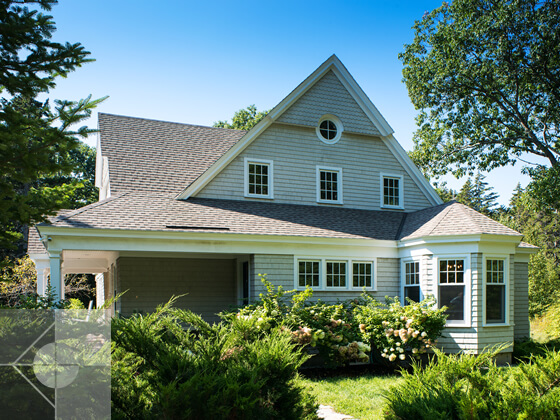 Exterior landscape design for an Edgecomb, Maine house.