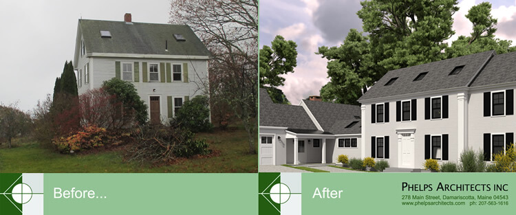 Bristol addition showing before and after Renovations by Phelps Architects.