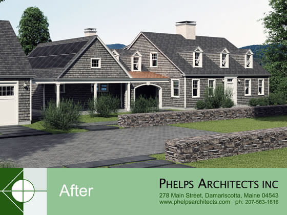 Renovation that transformed this house from brick clad to an upscale estate by Phelps Architects.