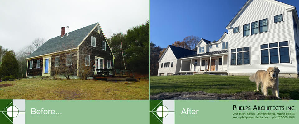 Rockport, Maine Renovation before and after images by Phelps Architects.