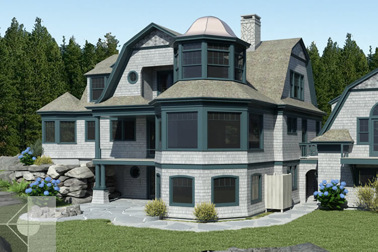 Model showing sideview with oxagon corner.