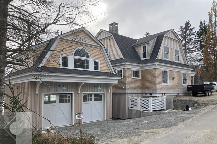 Brooksville, Maine house with garage.