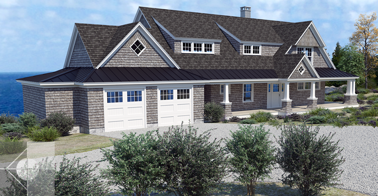 Shingle style carriage house in New Harbor, ME by Michelle B. Phelps, Assoc. AIA.