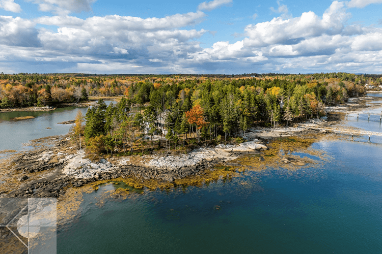 Long distance view of this St. George, Maine home, designed by Phelps Architects.